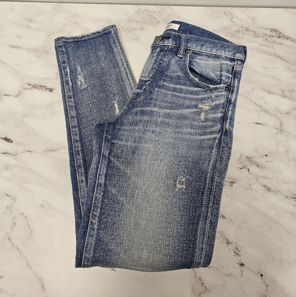 Moussy Vintage Mid Rise Distressed Y2K Skinny Ankle Light Blue Jeans 27 Preowned - Picture 3 of 10
